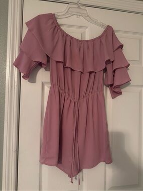 Everly One-Shoulder Ruffle Mini Dress in Mauve